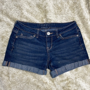 Aeropostale Womens Denim Shorts Cuffed Rolled Hem Dark‎ Wash Size 00